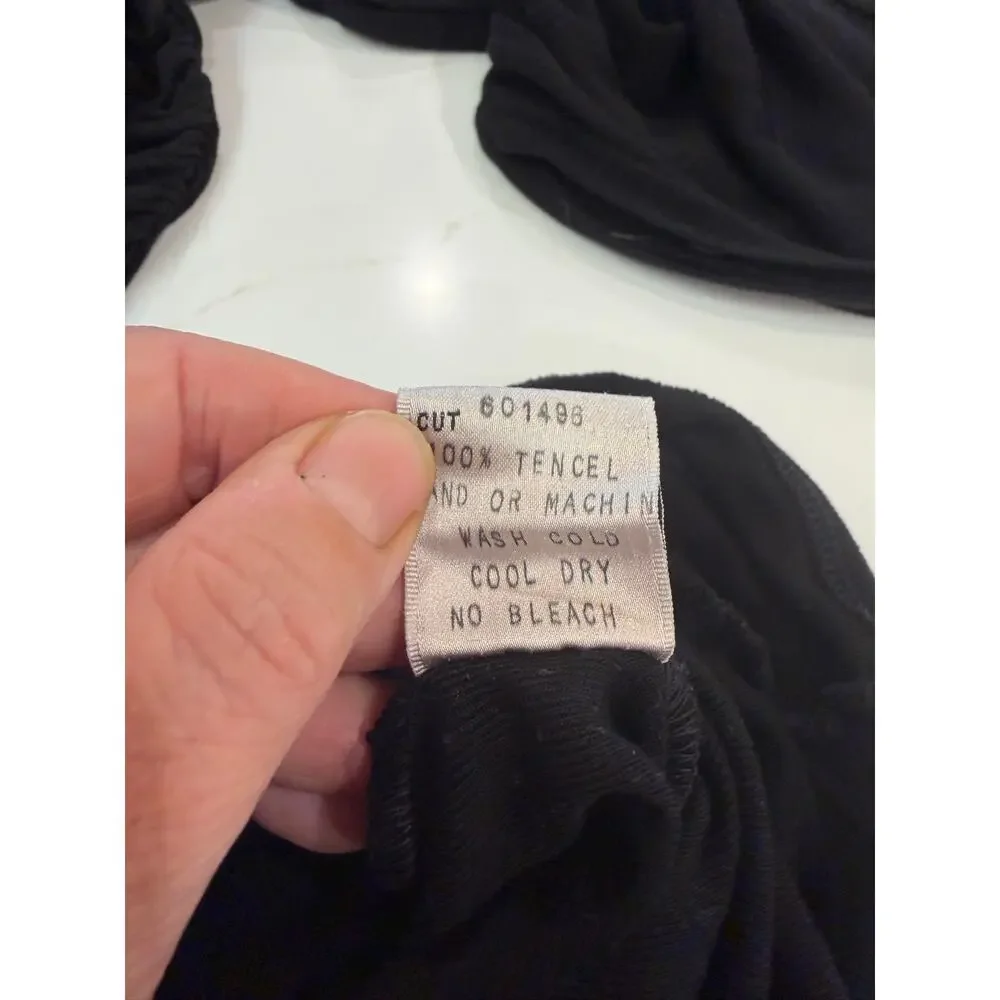 James Perse Bodycon knit side ruched tank midi dress black sz 2 medium tencel